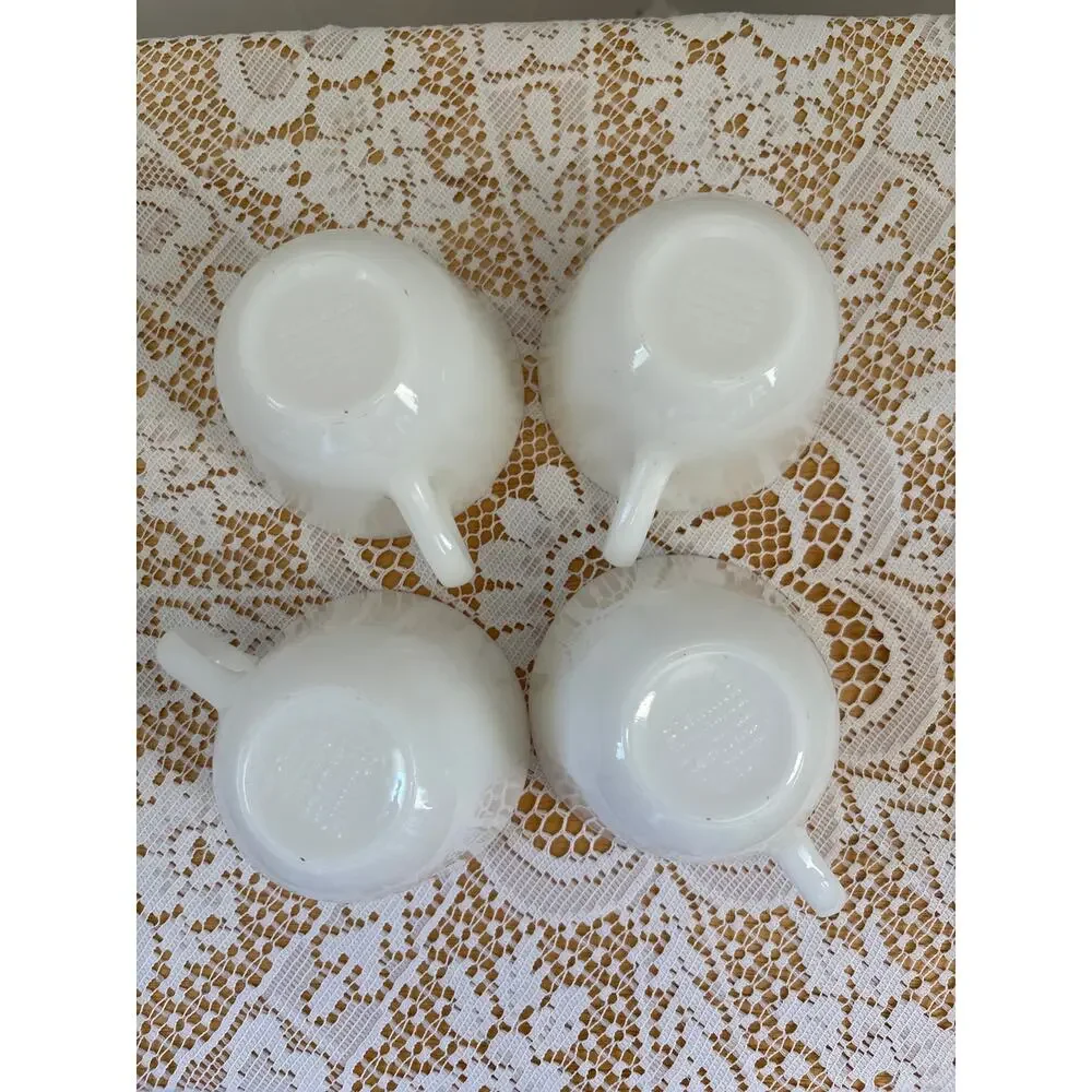 Vintage  Corningware Milk Glass Tea Cups, Set of 4